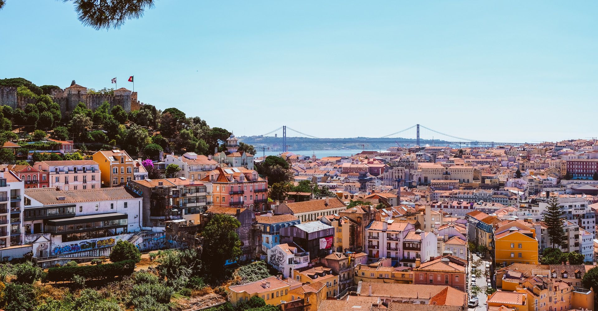 Breathtaking view from Miradouro da Graça, Lisbon.